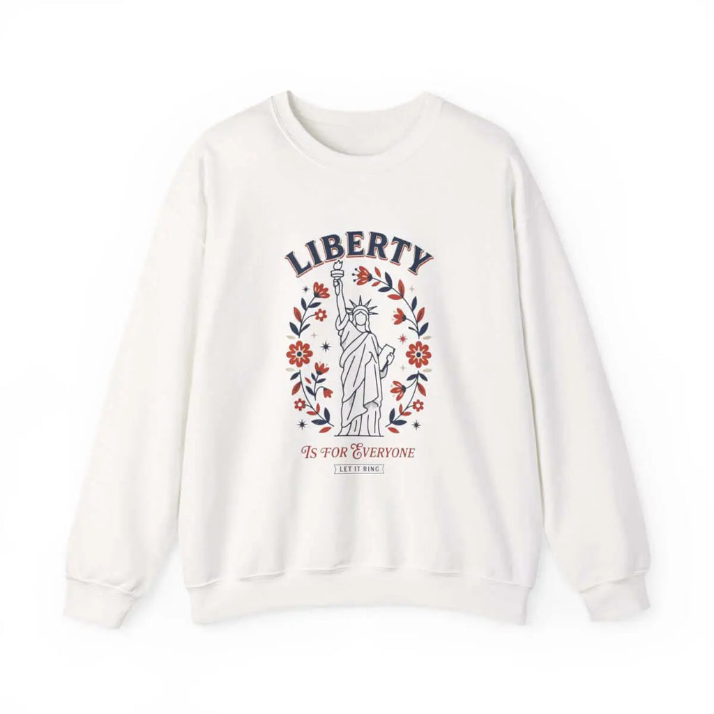 Liberty Statue Floral Crewneck Sweatshirt | Patriotic Rights, Vintage Americana SYNC