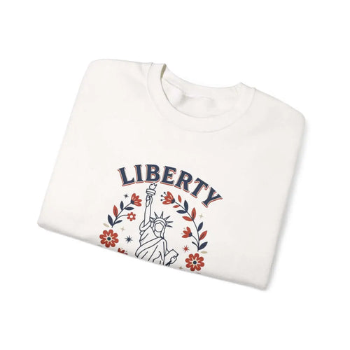 Liberty Statue Floral Crewneck Sweatshirt | Patriotic Rights, Vintage Americana SYNC