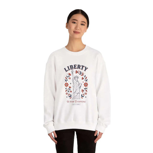 Liberty Statue Floral Crewneck Sweatshirt | Patriotic Rights, Vintage Americana SYNC