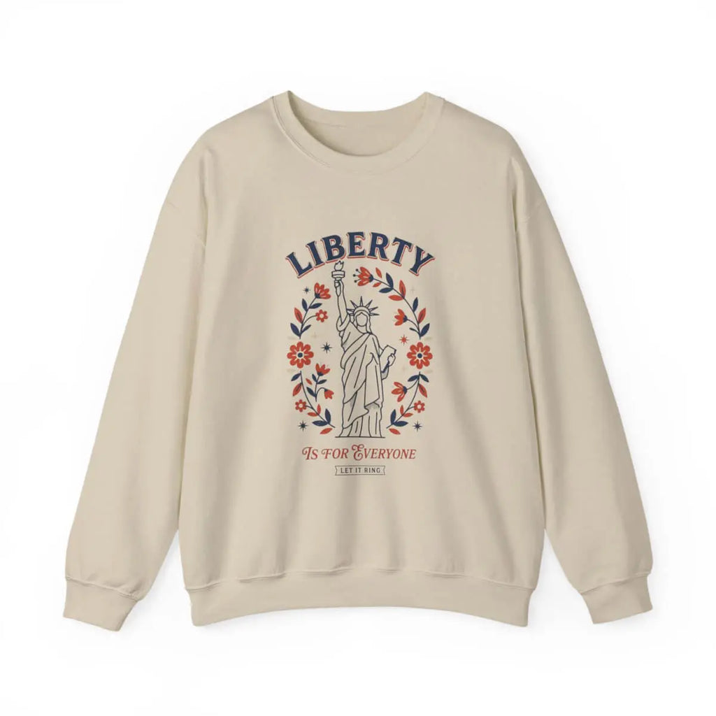 Liberty Statue Floral Crewneck Sweatshirt | Patriotic Rights, Vintage Americana SYNC