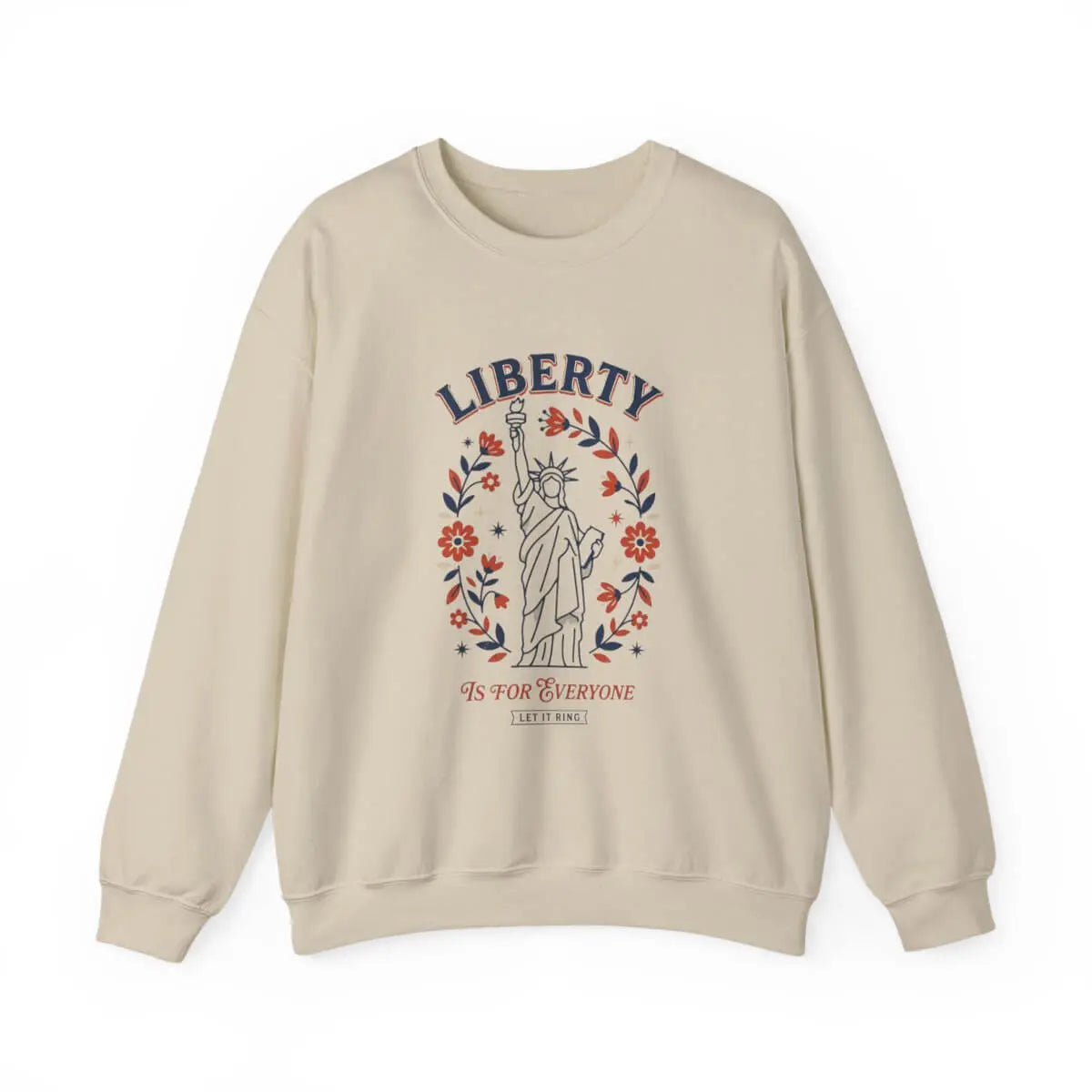 Liberty Statue Floral Crewneck Sweatshirt | Patriotic Rights, Vintage Americana SYNC