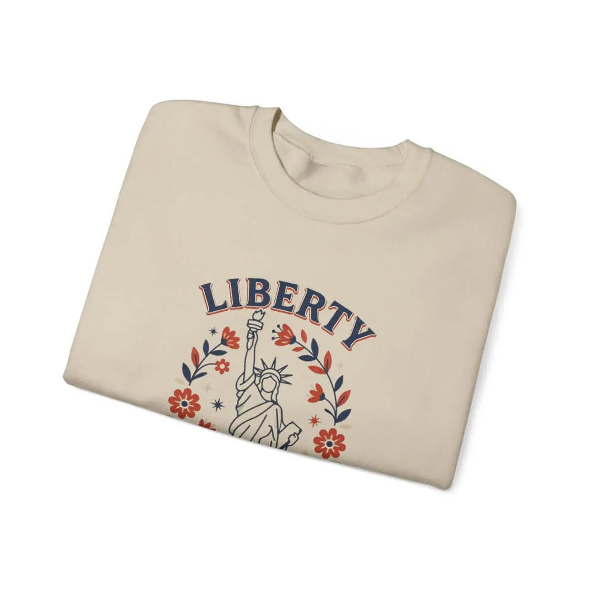 Liberty Statue Floral Crewneck Sweatshirt | Patriotic Rights, Vintage Americana SYNC