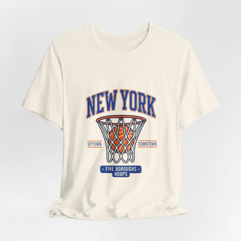 New York Basketball Hoop Tee | Vintage 80s-90s Streetwear, Five Boroughs Fan Shirt SYNC